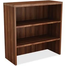 Lorell LLR 34357 — Lorell Chateau Bookshelf - 36 x 36.65.9 , 1.5 Top - 2 Shelve(s) - Reeded Edge - Material: Laminate - Finish: Walnut Laminate