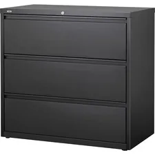 Lorell LLR 88031 — Lorell 3-Drawer Black Lateral Files - 42 x 18.6 x 40.3 - 3 x Drawer(s) for File - Letter, Legal, A4 - Lateral - Locking Drawer, Magnetic Label Holder, Ball-bearing Suspension, Leveling Glide - Black - Steel - Recycled