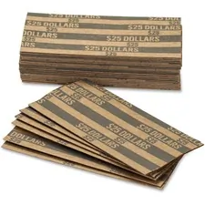 PAPR PRODUCTS PQP 30100 — PAP-R Flat Coin Wrappers - Total $25 in 25 Coins of $1 Denomination - Heavy Duty - Paper - Dark Gray