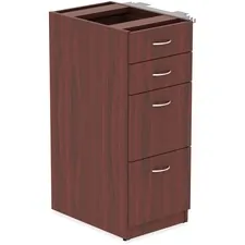 Lorell LLR 16210 — Lorell Relevance Series Mahogany Laminate Office Furniture Storage Cabinet - 4-Drawer - 15.5 x 23.6 x 40.4 - 4 x File Drawer(s), Box Drawer(s) - Material: Metal Frame - Finish: Silver Pull, Mahogany, Laminate