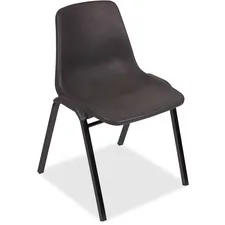 Lorell LLR 85567 — Lorell Plastic Stacking Chairs - Black Polypropylene Seat - Black Polypropylene Back - Black, Powder Coated Metal Frame - Arched Base - 4 / Carton