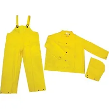 MCR SAFETY MCS 2003X2 — River City Three-piece Rainsuit - Recommended for: Agriculture, Construction, Transportation, Sanitation, Carpentry, Landscaping - 2-Xtra Large Size - Water Protection - Snap Closure - Polyester, Polyvinyl Chloride (PVC) - Yellow - 1 Each