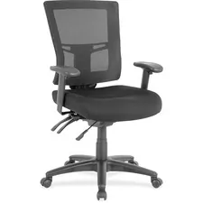 Lorell LLR 85563 — Lorell Swivel Mid-Back Mesh Chair - Black Fabric Seat - Black Nylon Back - 5-star Base - Black - 1 Each