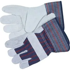 MCR SAFETY MCS CRW12010M — MCR Safety Leather Palm Economy Safety Gloves - Medium Size - Leather Palm, Rubber Cuff - Blue - For Assembling, Construction, Landscape - 2 / Pair