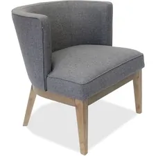 Lorell LLR 82094 — Lorell Linen Fabric Accent Chair - Walnut Wood Frame - Four-legged Base - Gray - Linen - 1 Each