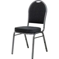 Lorell LLR 62525 — Lorell Upholstered Textured Fabric Stacking Chairs - Gray Fabric Seat - Gray Fabric Back - Steel Frame - Four-legged Base - 4 / Carton