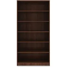 Lorell LLR 99792 — Lorell Walnut Laminate Bookcase - 72 Height x 36 Width x 12 Depth - Sturdy, Adjustable Feet, Adjustable Shelf - Walnut - Laminate - 1 Each