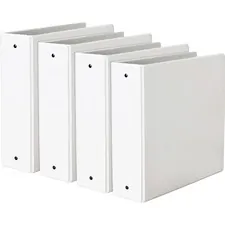 Avery Dennison AVE 05741BD — Avery® Economy View Binder - 3 Binder Capacity - Letter - 8 1/2 x 11 Sheet Size - 460 Sheet Capacity - 3 x Round Ring Fastener(s) - 2 Internal Pocket(s) - Vinyl - White - 1.79 lb - Gap-free Ring, Rivet, Clear Overlay, Non Locking Mechanism - 4 / Bundle