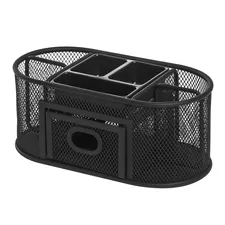Lorell LLR 84240 — Lorell Mesh Steel Desktop Organizer - Desktop - Compact, Sturdy, Removable Compartment - Black - Steel, Mesh, Plastic - 1 Each