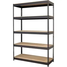 Lorell LLR 61622 — Lorell Riveted Steel Shelving - 5 Compartment(s) - 72 Height x 48 Width x 18 Depth - Heavy Duty, Rust Resistant - 28% - Black - Steel - 1 Each