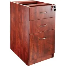 Lorell LLR 69604 — Lorell Essentials Hanging Fixed Pedestal - 3-Drawer - 15.5 x 21.9 x 28.5 - 3 x Box Drawer(s), File Drawer(s) - Material: Polyvinyl Chloride (PVC) Edge, Metal Pull - Finish: Laminate, Cherry, Silver Pull