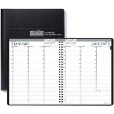 HOUSE OF DOOLITTLE HOD 272002 — House of Doolittle House of Doolittle Professional 2-year Weekly Planner - Professional - Weekly - 2 Year - January till December - 7:00 AM to 8:45 PM - Half-hourly - 1 Week Double Page Layout - Black - Simulated Leather - 11 Height x 8.5 Width - Embossed, Non-refillable - 1 Each