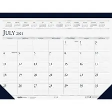 HOUSE OF DOOLITTLE HOD 155 — House of Doolittle Academic Desk Pad Calendar - Academic - Julian Dates - Daily, Monthly - 1.2 Year - July 2021 till August 2022 - 1 Month Single Page Layout - 2.13 x 3 Block - Desk Pad - Blue - Simulated Leather, Vinyl - Perforated, Reference Calendar, Non-refillable - 1 Each