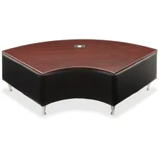 Lorell LLR 86921 — Lorell Fuze Modular Series Black Leather Guest Seating - Four-legged Base - Black - Mahogany, Leather, Aluminum - 1 Each