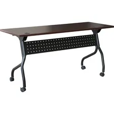 Lorell LLR 59518 — Lorell Mahogany Flip Top Training Table - Rectangle Top - Four Leg Base - 4 Legs - 48 Table Top Width x 23.60 Table Top Depth - 29.50 Height x 47.25 Width x 23.63 Depth - Assembly Required - Black, Mahogany - Melamine, Nylon