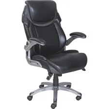 Lorell LLR 47921 — Lorell Wellness by Design Executive Chair - 5-star Base - Black - Bonded Leather - Armrest - 1 Each