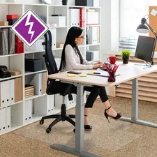 FLOORTEX FLR 319226LV — Computex Standard Lip Anti-static Chairmat - Carpeted Floor, Carpet, Electrical Equipment - 48 Length x 36 Width x 0.10 Thickness - Lip Size 10 Length x 20 Width - Rectangle - Polyvinyl Chloride (PVC) - Clear