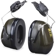 3M MMM H7P3E — Peltor Optime Earmuff Cap-Mount Headset - Comfortable, Noise Reduction - Noise Protection - Stainless Steel Headband, Foam, ABS Plastic - Black - 1 Each