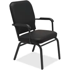 Lorell LLR 59600 — Lorell Fixed Arms Vinyl Oversized Stack Chairs - Black Vinyl Seat - Black Vinyl Back - Steel Frame - Four-legged Base - 2 / Carton