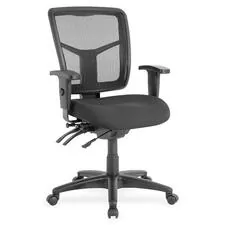 Lorell LLR 86802 — Lorell Managerial Swivel Mesh Mid-back Chair - Black Fabric Seat - Black Back - Black Frame - 5-star Base - Black - 1 Each