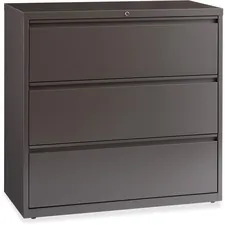 Lorell LLR 60476 — Lorell Medium Tone Lateral File - 3-Drawer - 42 x 18.6 x 40.3 - 3 x Drawer(s) for File - A4, Legal, Letter - Lateral - Magnetic Label Holder, Locking Drawer, Pull-out Drawer, Ball Bearing Slide, Reinforced Base, Adjustable Glide, Leveling Glide, Interlocking - Medium Tone - Steel - Recycled
