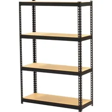 Lorell LLR 66963 — Lorell Narrow Steel Shelving - 48 Height x 30 Width x 12 Depth - 28% - Black - Steel - 1 Each