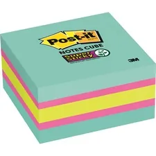 3M MMM 2027SSAFG — Post-it® Super Sticky Notes Cubes - 3 x 3 - Square - 360 Sheets per Pad - Bright Blue, Pink, Green - Paper - Sticky, Recyclable - 1 / Pack