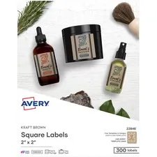 Avery Dennison AVE 22846 — Avery® Promotional Label - Permanent Adhesive - Square - Laser, Inkjet - Kraft Brown - Paper - 12 / Sheet - 25 Total Sheets - 300 Total Label(s) - 300 / Pack