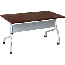 Lorell LLR 60717 — Lorell Mahogany Flip Top Training Table - Rectangle Top - Four Leg Base - 4 Legs x 23.60 Table Top Width x 60 Table Top Depth - 29.50 Height x 59 Width x 23.63 Depth - Assembly Required - Mahogany - Nylon