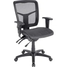 Lorell LLR 86904 — Lorell Mid-Back Swivel Mesh Chair - Black Frame - 5-star Base - Black, Silver - 1 Each
