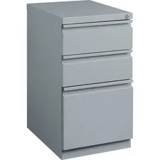 Lorell LLR 79135 — Lorell Mobile Box/Box/File Pedestal File - 15 x 19.9 x 27.8 - 3 x Drawer(s) for Box, File - Letter - Ball-bearing Suspension, Drawer Extension, Durable, Recessed Drawer - Platinum - Steel - Recycled