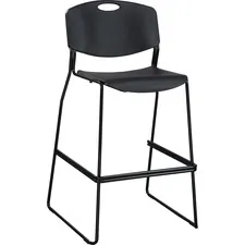 Lorell LLR 62535 — Lorell Heavy-duty Bistro Stack Chairs - Black Plastic Seat - Black Plastic Back - Black Steel Frame - 2 / Carton