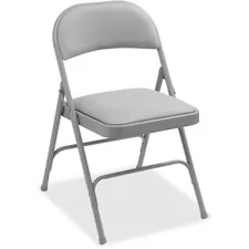 Lorell LLR 62533 — Lorell Padded Seat Folding Chairs - Beige Fabric Seat - Beige Fabric Back - Powder Coated Steel Frame - 4 / Carton