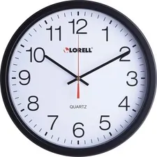 Lorell LLR 61008 — Lorell 12-1/2 Slimline Wall Clock - Analog - Quartz - Black - Modern Style