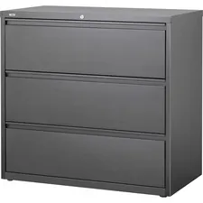 Lorell LLR 66207 — Lorell Hanging File Drawer Charcoal Lateral Files - 36 x 18.8 x 40.1 - 3 x Drawer(s) for File - A4, Legal, Letter - Lateral - Anti-tip, Security Lock, Ball Bearing Slide, Reinforced Base, Leveling Glide, Interlocking, Hanging Rail, Magnetic Label Holder - Charcoal - Recycled