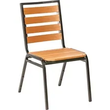 Lorell LLR 42685 — Lorell Teak Outdoor Chair - Teak Faux Wood Seat - Teak Faux Wood Back - Four-legged Base - 4 / Carton