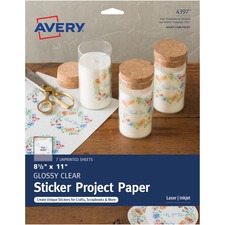 Avery Dennison AVE 04397 - Avery Inkjet Printable Adhesive Paper - Glossy, Clear - Lett
