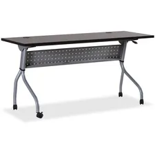Lorell LLR 60730 — Lorell Espresso/Silver Training Table - Rectangle Top - Four Leg Base - 4 Legs - 60 Table Top Width x 23.50 Table Top Depth - 29.50 Height x 59 Width x 23.63 Depth - Assembly Required - Espresso, Silver - Melamine, Nylon