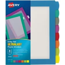 Avery Dennison AVE 24901 — Avery® Ultralast Big Tab Plastic Dividers - 8 x Divider(s) - 8 Write-on Tab(s) - 8 - 8 Tab(s)/Set - 8.5 Divider Width x 11 Divider Length - 3 Hole Punched - Multicolor Plastic Divider - Multicolor Plastic, White Tab(s) - 1 Each