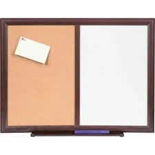 Lorell LLR 84270 — Lorell Dry-erase Mahogany Frame Cork Combo Boards - 24 (2 ft) Width x 18 (1.5 ft) Height - Melamine Surface - Mahogany Wood Frame - 1 Each