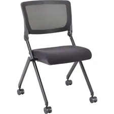 Lorell LLR 41846 — Lorell Mesh Back Nesting Chair - Black Fabric Seat - Metal Frame - 2 / Carton