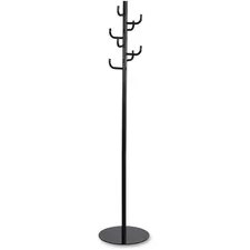 SAFCO PRODUCTS SAF 4241BL — Safco Hook Head Coat Rack - 8 Hooks - for Coat, Jacket, Purse, Hat, Garment - Steel, Tubular Steel - Black - 1 Each