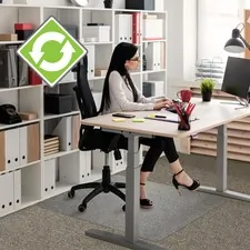 FLOORTEX FLR ECO114860EP — Ecotex Evolutionmat Standard Pile Rectangluar Chair Mat - Home, Office, Carpet, Indoor, Hard Floor - 60 Length x 48 Width x 0.37 Thickness - Rectangle - Polymer - Clear, Tinted