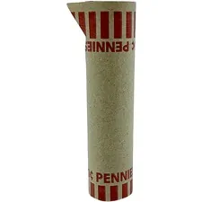 PAPR PRODUCTS PQP 23001 — PAP-R Tubular Coin Wrap - 1? Denomination - Durable, Burst Resistant, Crimped, Pre-formed - 57 lb Paper Weight - Paper - Red