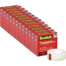 3M MMM 600341296PK — Scotch Transparent Tape - 3/4W - 36 yd Length x 0.75 Width - 1 Core - 12 / Pack - Clear