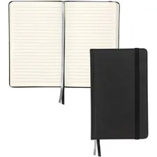 Samsill SAM 22300 — Samsill Classic Hardbound Journal - 120 Sheets - 240 Pages - Front Ruling Surface - Ruled - 8.25 x 5.3 - Black Cover - PU Leather Cover - Hard Cover, Bookmark, Acid-free, Elastic Band Closure, Ribbon Marker - 1 / Each