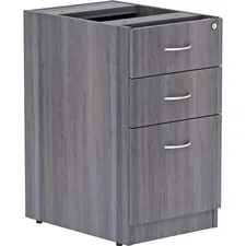 Lorell LLR 69558 — Lorell Weathered Charcoal Laminate Desking Pedestal - 16 x 22 x 28.3 - File Drawer(s), Box Drawer(s) - Material: Metal Pull, Polyvinyl Chloride (PVC) Edge - Finish: Laminate, Weathered Charcoal, Silver Brush Pull