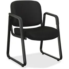 Lorell LLR 84576 — Lorell Black Fabric Guest Chair - Black Fabric, Plywood Seat - Black Fabric, Plywood Back - Metal Frame - Sled Base - Black - 1 Each
