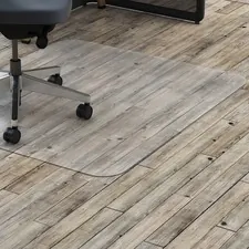 Lorell LLR 69708 — Lorell Hard Floor Rectangler Polycarbonate Chairmat - Hard Floor, Vinyl Floor, Tile Floor, Wood Floor - 60 Length x 46 Width x 0.13 Thickness - Rectangle - Polycarbonate - Clear