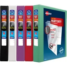 Avery Dennison AVE 79830 — Avery® Heavy-Duty View Binder - 1 Binder Capacity - Letter - 8 1/2 x 11 Sheet Size - 250 Sheet Capacity - Slant Ring Fastener(s) - 4 Pocket(s) - Polypropylene - White, Orchid, Red, Black, Mint - Recycled - Pocket, Heavy Duty, Long Lasting, Tear Resistant, Split Resistant, One Touch Ring - 12 / Carton